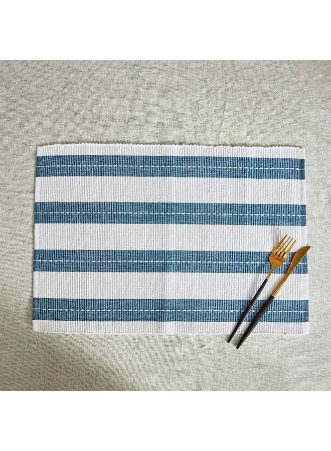 Home Box Harley Azure Ribbed Cotton Placemat 45 x 33 cm