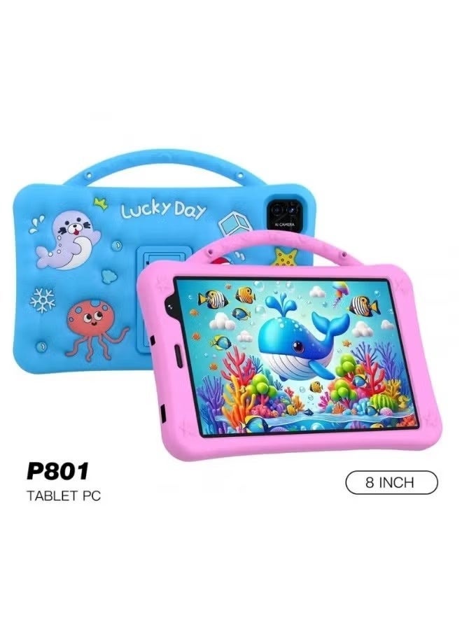 Telzeal P801 Kids Tablet 8-Inch Android 13 with 8GB RAM 512GB Storage, Dual SIM, Dual Camera, 5000mAh Battery | Educational Tablet for Kids with Stylus & Protective Case – Blue/Green - Image 1