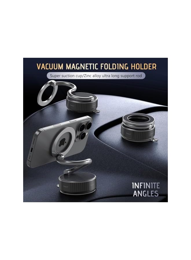 S-TOP Magnetic Car Phone Holder with Suction Cup, Infinite Angles Rotating Vacuum Magnetic Phone Mount for Car,Foldable Phone Stand for Windscreen/Desk/Smooth Surface,for All Smartphone - Image 4