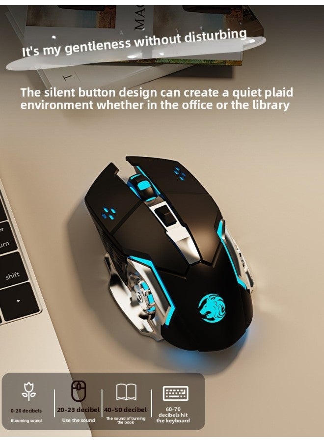 Forerunner Wireless Mouse High Color Value Bluetooth Mechanical Mute Rechargeable Laptop Game E-Sports Office-Color:Metallic Silver-charging Upgrade + Pad-Interface:Official Standard - Image 3