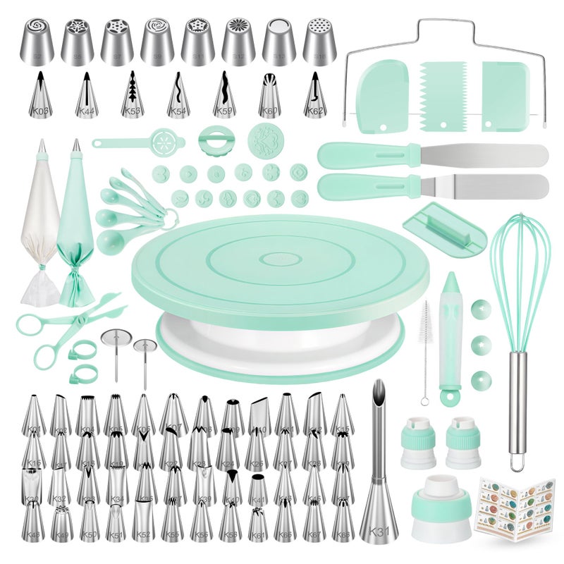 Kootek 158PCs Cake Decorating Kit Baking Supplies Tools Includes Cake Stand Turntable 64 Icing Piping Tips Set 2 Frosting Spatulas 3 Scrapers 502 Pastry Bags Coupler Video Tutorial Booklet - Image 2