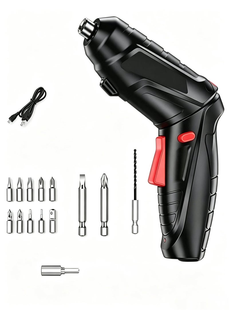 Rechargeable Electric Screwdriver, Foldable Cordless Screwdriver, 4.2V High Torque Lithium-Ion Power Screwdriver with LED Light & Bits Set, Ideal for Home Furniture Repair & DIY - Image 1