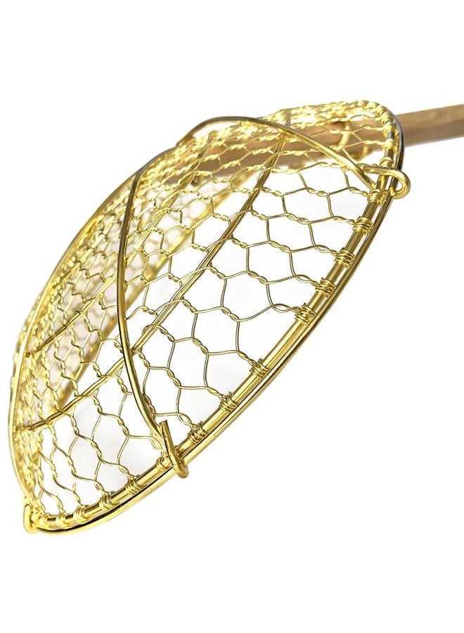 SUNRISE 5" & 7" Set Round Brass Spider Strainer Sets with Bamboo Handles - Image 4