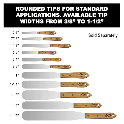 Albion Engineering Company 258-4TPS Classic Tapered Spatula, Stainless Steel, Hardwood Handle, 7/16" Wide Tapered Tip x 4" Long Blade - Image 3