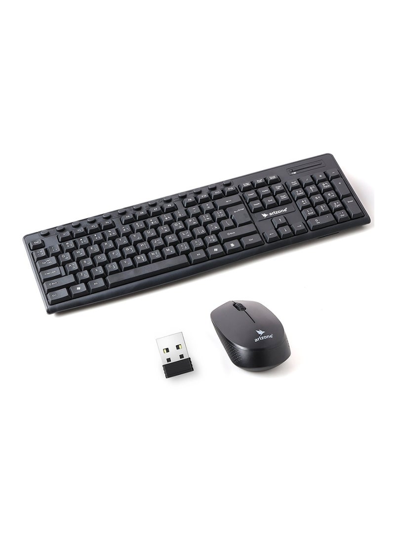 Arizone MK-1623 Wireless Keyboard & Mouse Combo – 2.4G, English/Arabic Black - Image 1