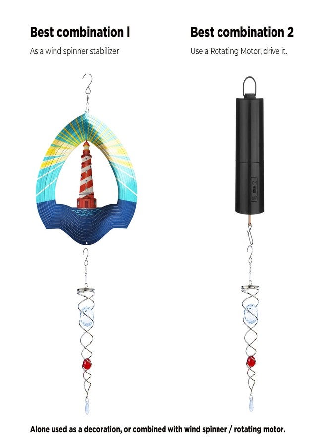 Prefdo 12 inch Gazing Ball Spiral Tail, Prefdo Stainless Steel Wind Spinner Stabilizer with 2 Glass Balls Prism and Hanging Swivel Hook for Outdoor Yard Garden Decoration(Red) - Image 4