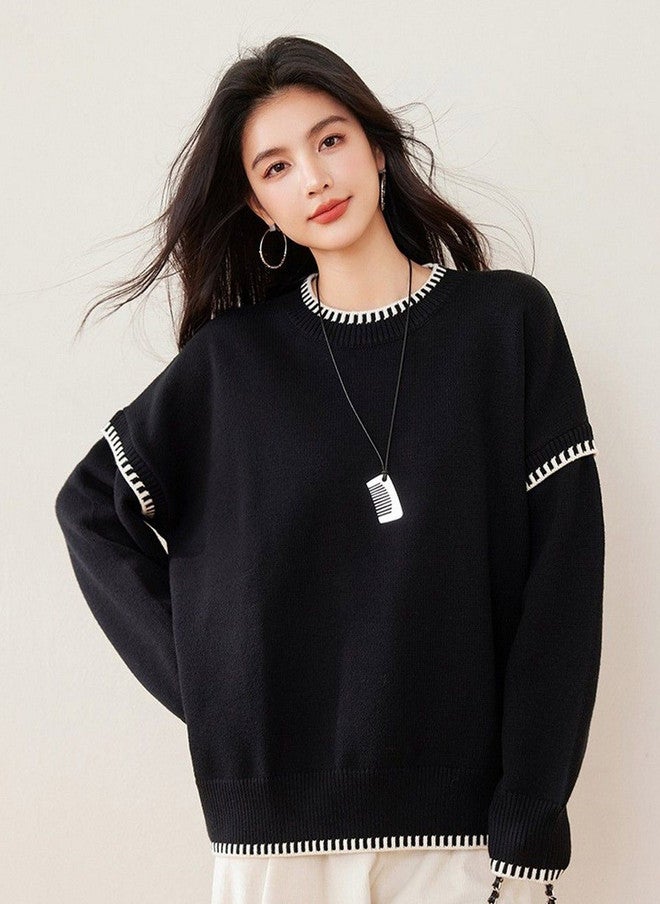 YUNIQEE Black Lace Inserts Pullover for Women - Image 5