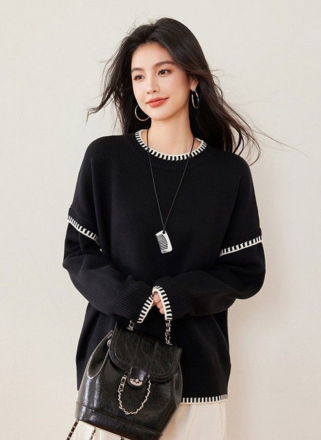 YUNIQEE Black Lace Inserts Pullover for Women - Image 1