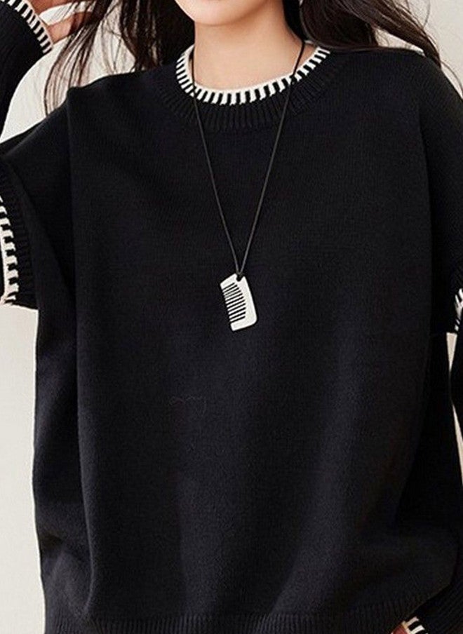 YUNIQEE Black Lace Inserts Pullover for Women - Image 3