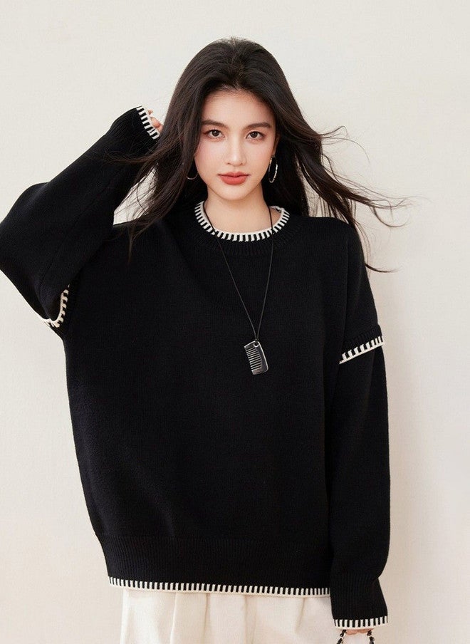 YUNIQEE Black Lace Inserts Pullover for Women - Image 2