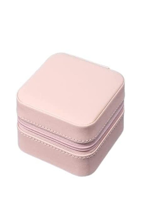 Acceptance Jewellery Organiser PU Leather Zipper Portable Storage Box Case with Dividers Container for Rings, Earrings, Necklace Home Organizer, Pink - Image 1