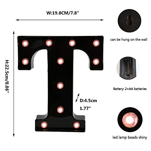 OYCBUZO Light Up Black Alphabet Marquee Letters Sign LED Marquee Number Lights Sign for Night Light Home Bar Christmas Lamp Birthday Party Wedding Decoration T - Image 5