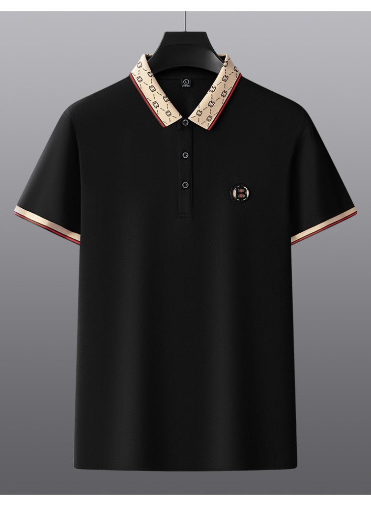 burbay قميص بولو صيفي قصير الأكمام للرجال عالي الجودة، ياقة رقيقة، ملابس عمل غير رسمية للأب، موضة تنفسية للرجال في منتصف العمر - Image 3