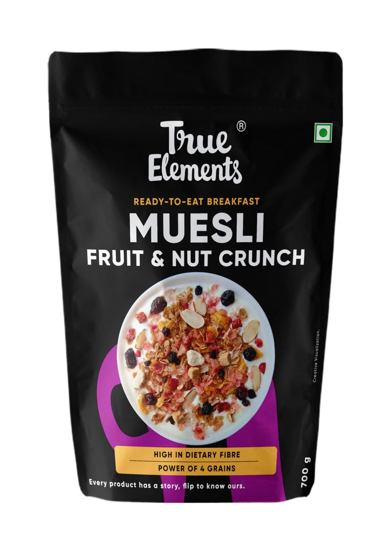 True Elements موسلي فواكه ومكسرات من ترو إليمنتس 700 جرام - 100% حبوب كاملة | مصنوع من 17% دُخن | غني بالألياف والبروتين | حبوب الإفطار | غذاء للحمية - Image 1
