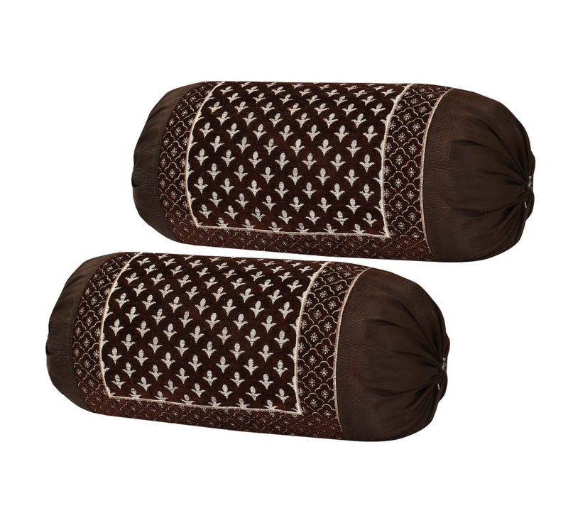 FRESH FROM LOOM 500 Tc Wrinkle Free Bolster Cover Set | 16x32 Inches | Bolster Dewan Round Pillow Covers | Bed Side Long Pillow Case | Soft and Velvet Fabric - (Coffee Star - Pack of 2pc) - Image 3