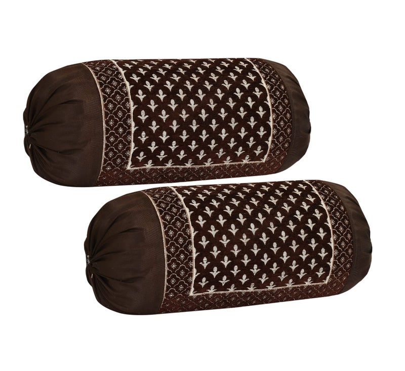 FRESH FROM LOOM 500 Tc Wrinkle Free Bolster Cover Set | 16x32 Inches | Bolster Dewan Round Pillow Covers | Bed Side Long Pillow Case | Soft and Velvet Fabric - (Coffee Star - Pack of 2pc) - Image 5