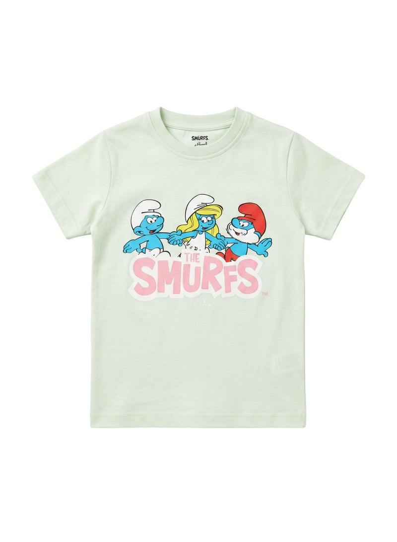 Trucare The Smurfs Family Character Graphic T-Shirt for Girls | Logo Print Casual Crew Neck Tee - Image 5