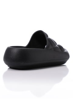 DejaVu Quilted Slip On Black Rubber Sliding Cloud Slippers  - Image 3