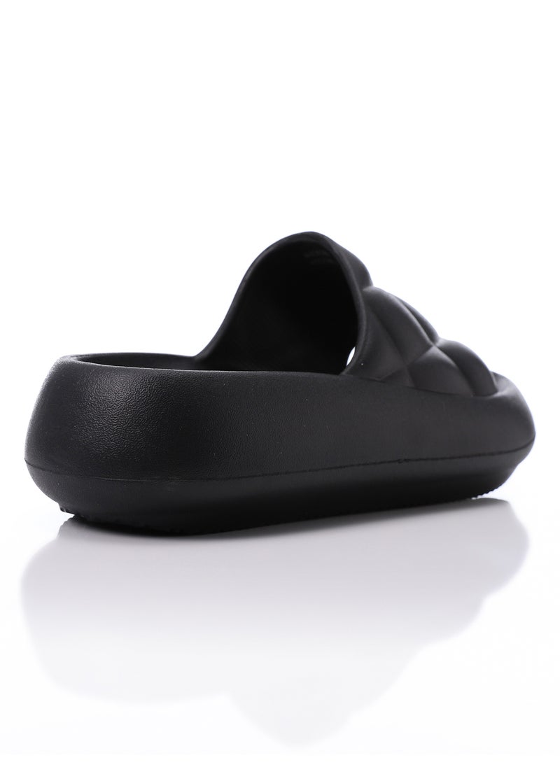 DejaVu Quilted Slip On Black Rubber Sliding Cloud Slippers  - Image 3