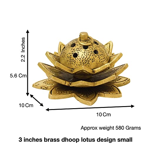 Bhimonee Decor Lotus Brass Agarbatti & Dhoop Holder | Antique Finish | 2.2 Inch - Image 2