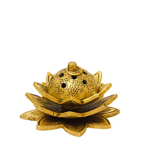 Bhimonee Decor Lotus Brass Agarbatti & Dhoop Holder | Antique Finish | 2.2 Inch - Image 3