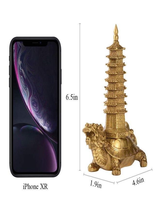 BRASSTAR Brass Feng Shui Statue Dragon Turtle Wenchang Pagoda Home Office Decoration Attract Academic and Career Luck Education Tower Figurine Gift for Collection PTZY051 - Image 2