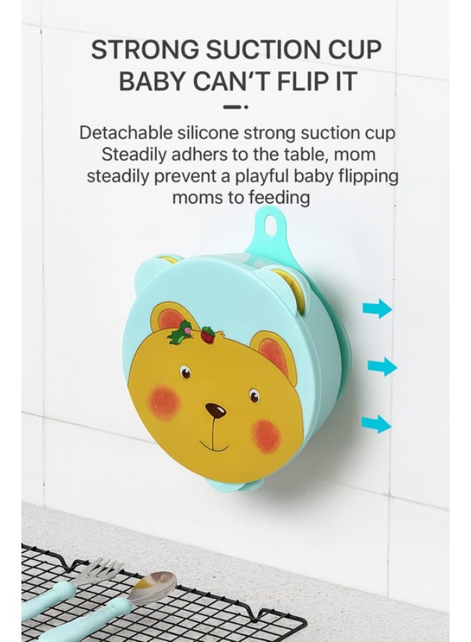 شبيلي طبق شفط للأطفال من الفولاذ المقاوم للصدأ 304 مع فواصل، عزل مائي للحفاظ على الدفء وقاعدة سيليكون قابلة للإزالة لسهولة التنظيف ومنع الانسكاب، للتغذية بدون فوضى في المنزل أو الكرسي العالي، مناسب للأطفال من عمر 12 شهرًا فأكثر (أخضر) - Image 3