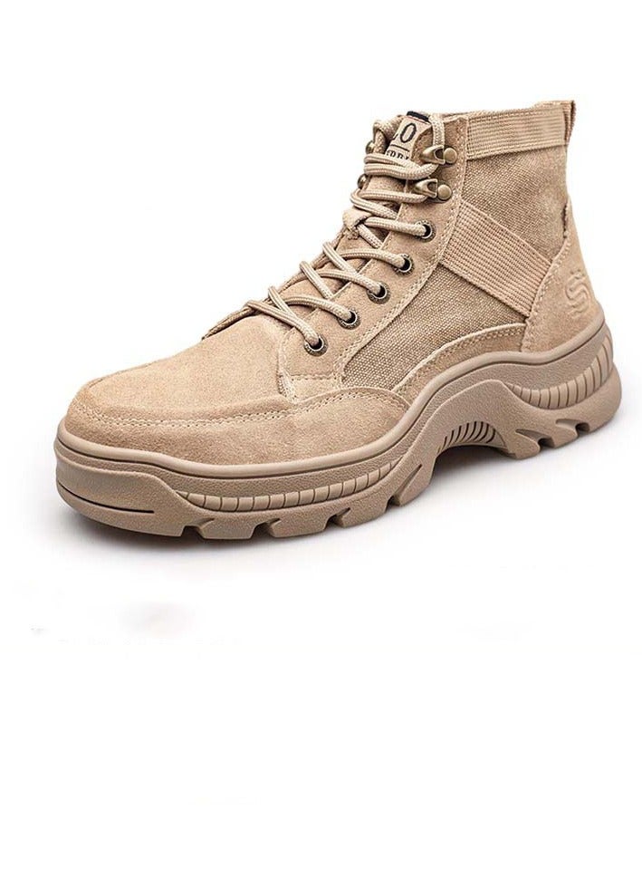NIBEMINENT Leather Boots Men Safety Shoes Waterproof Work Boots Safety Steel Toe Shoes Men Puncture-Proof Indestructible Shoes