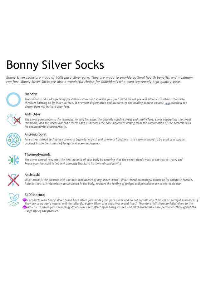 bonnysilver Diabetic Crew Women Silver Socks - Full Protection - Image 5
