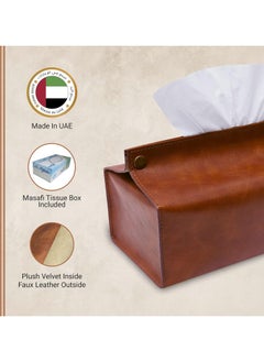 LeArt Leather Tissue Box Holder – Tissue Box Holder for Home Decorations for Living Room, Bedroom and Office | Tissue Box Cover | Car Tissue Holder | Tissue Box Cover for Car (Hazelnut Brown)  - Image 2