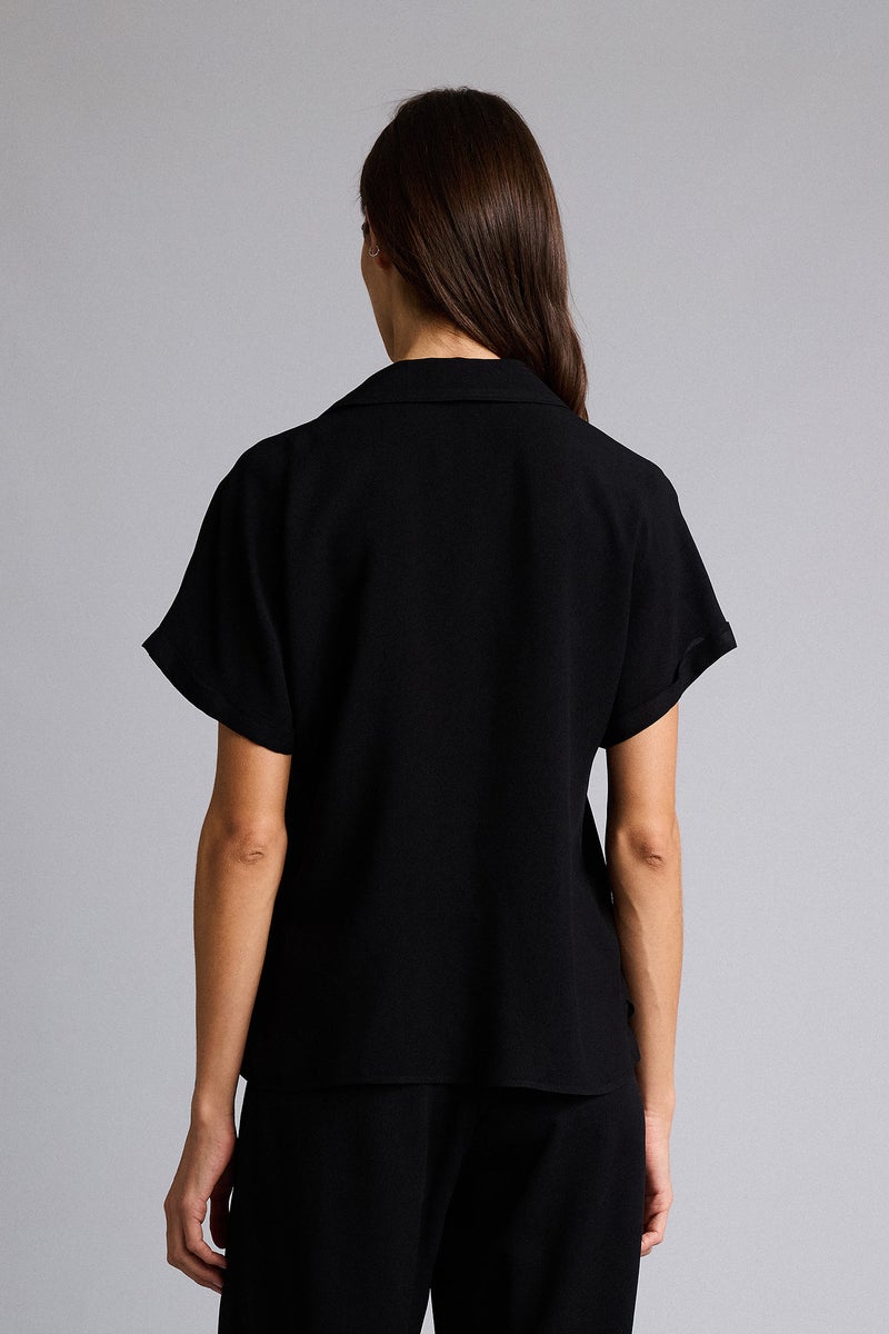 DeFacto Black Woman Regular Fit Shirt Collar Short Sleeve Shirt Casual - Image 5