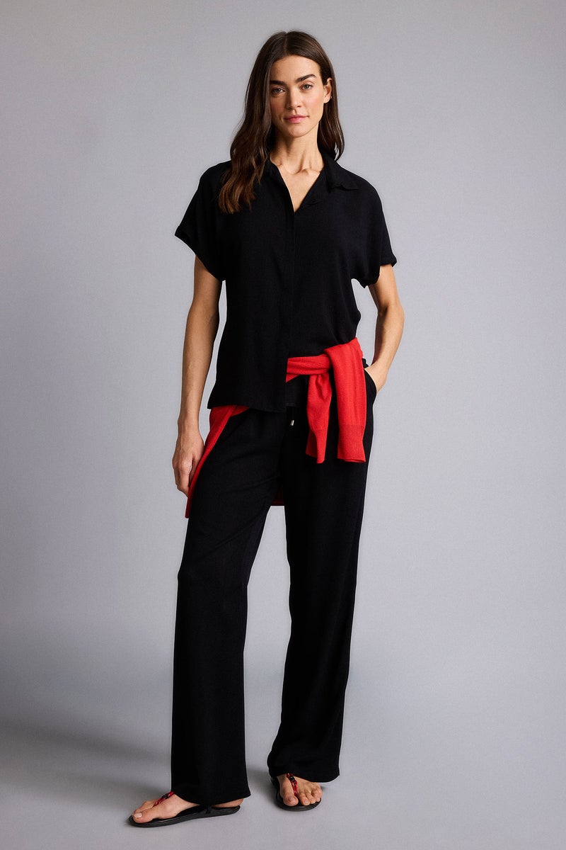 DeFacto Black Woman Regular Fit Shirt Collar Short Sleeve Shirt Casual - Image 2