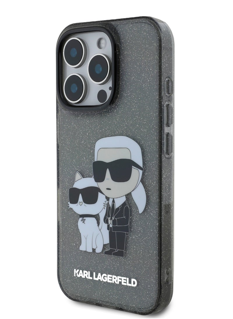 Karl Lagerfeld - IML Glitter Hard Case with NFT Karl & Choupette Logo for iPhone 16 Pro Max / Drop protection / Slim Profile / Comfortable Grip-Black - Image 1