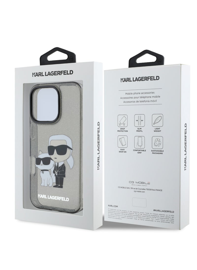 Karl Lagerfeld - IML Glitter Hard Case with NFT Karl & Choupette Logo for iPhone 16 Pro Max / Drop protection / Slim Profile / Comfortable Grip-Black - Image 1