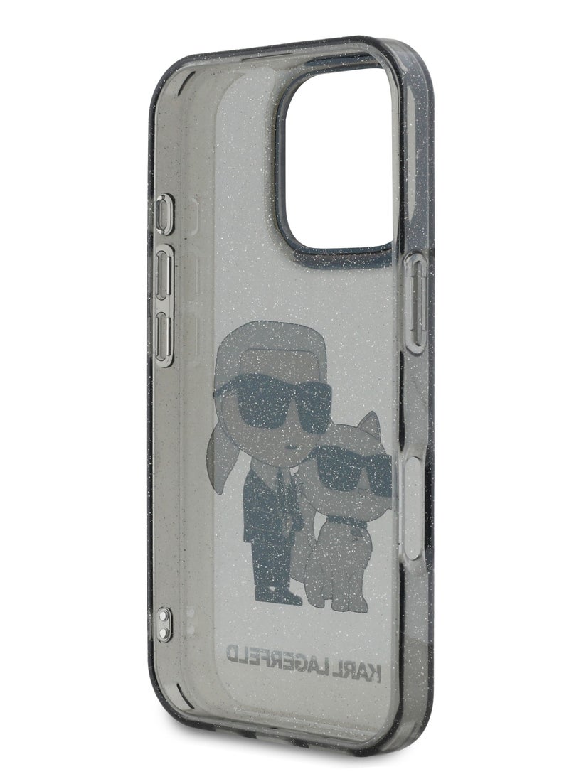 Karl Lagerfeld - IML Glitter Hard Case with NFT Karl & Choupette Logo for iPhone 16 Pro Max / Drop protection / Slim Profile / Comfortable Grip-Black - Image 1