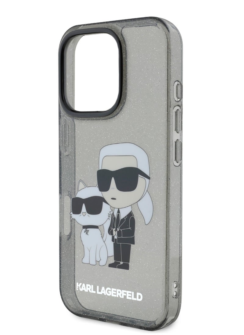 Karl Lagerfeld - IML Glitter Hard Case with NFT Karl & Choupette Logo for iPhone 16 Pro Max / Drop protection / Slim Profile / Comfortable Grip-Black - Image 1