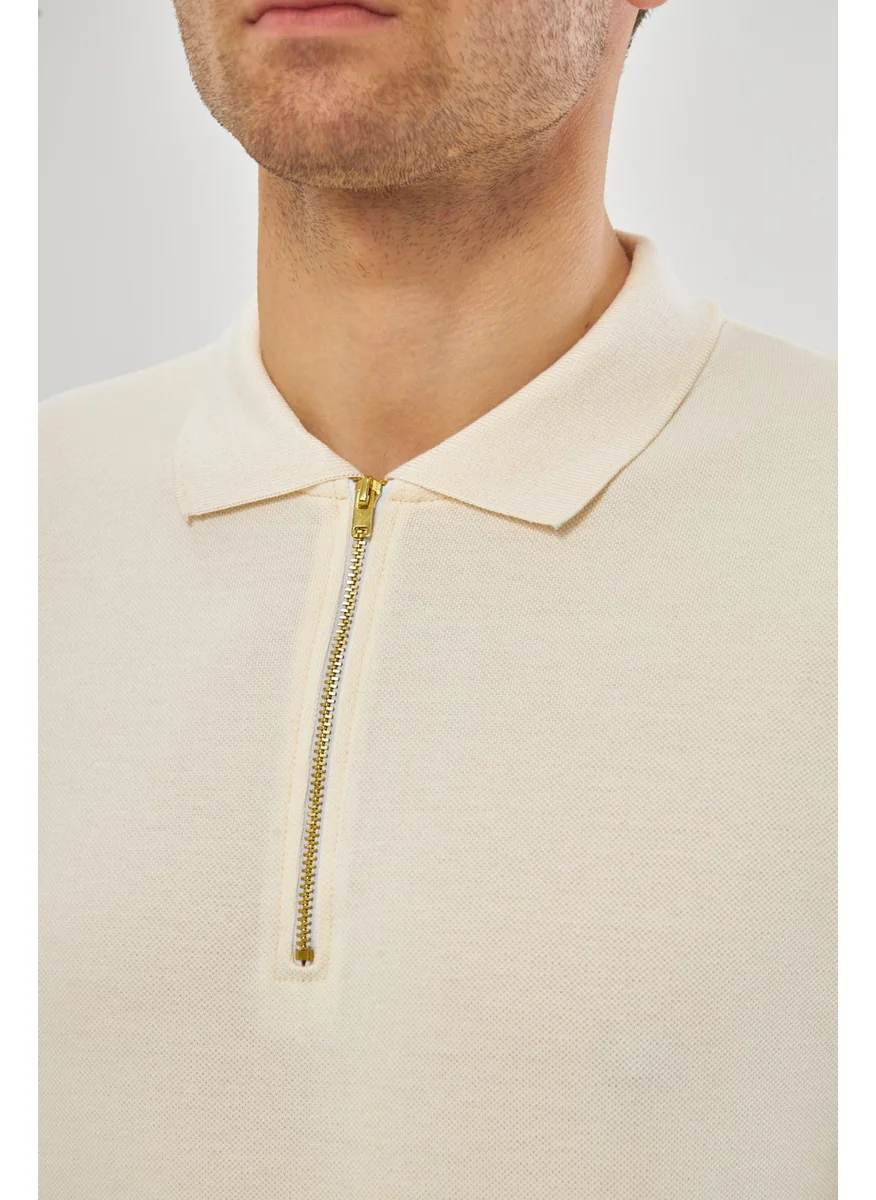 MRS Clothing Martin Polo Collar Metal Zipper Standard Fit Plain Men's T-Shirt