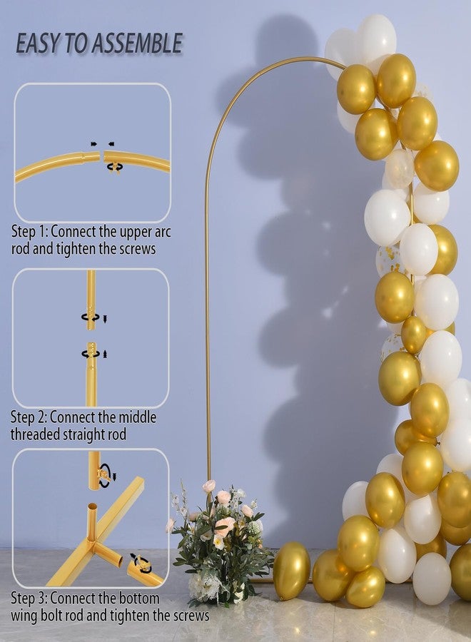 Vincidern 7.2 FT Ballon Arch Frame Backdrop Stand for Parties, Wedding Arch Frame Stand for Ceremony, Gold Metal Arch Backdrop Stand for Birthday Ceremony Decoration - Image 5