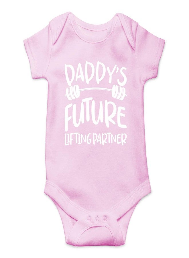 Funnwear شريك أبي المستقبلي في رفع الأثقال - بدلة أطفال أساسية مضحكة - ملابس أطفال بنات وأولاد (6 أشهر، وردي) - Image 1