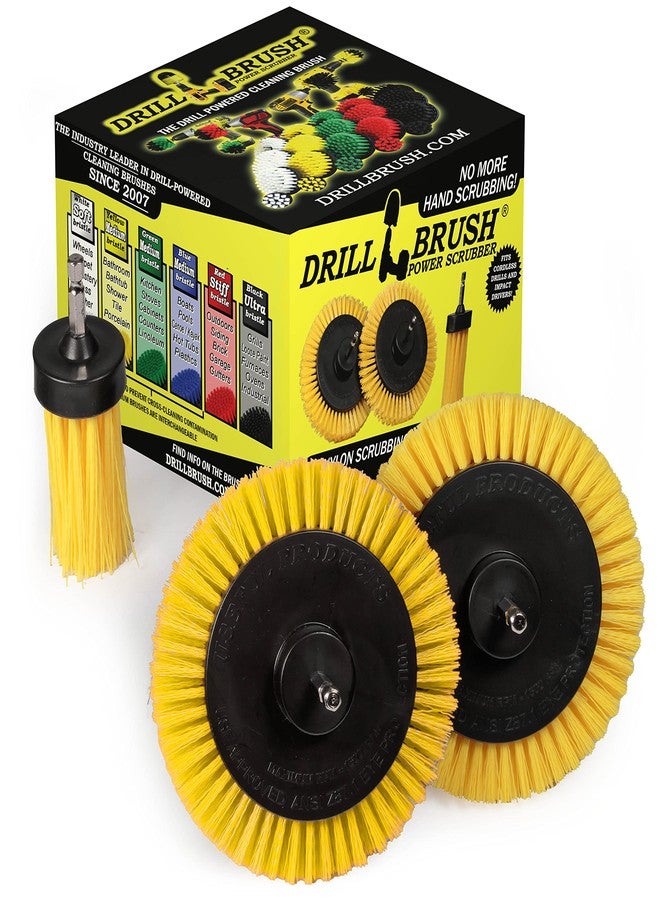 Drillbrush Tile and Grout Cleaning Drill Brush Set - 3 pack Drill Brush Power Scrubber Cleaning Brush Yellow Medium Stiffness - Shower Floor Scrub Brush for Drill - Bathroom Scrub Brush for Drill - Crevice Brush - Image 1