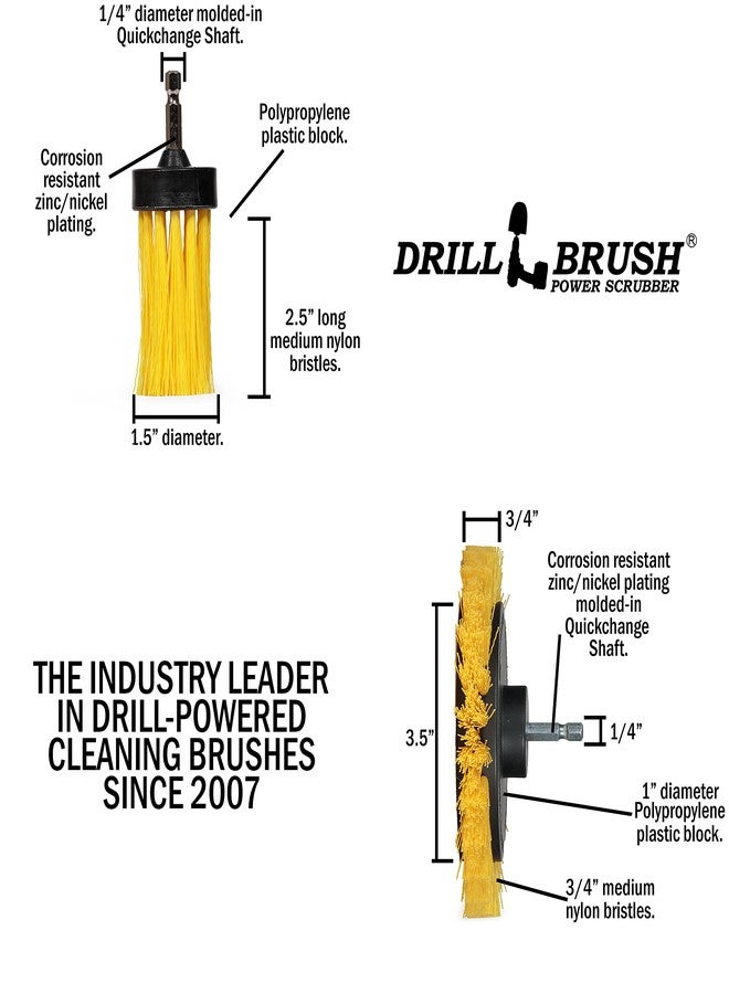 Drillbrush Tile and Grout Cleaning Drill Brush Set - 3 pack Drill Brush Power Scrubber Cleaning Brush Yellow Medium Stiffness - Shower Floor Scrub Brush for Drill - Bathroom Scrub Brush for Drill - Crevice Brush - Image 5