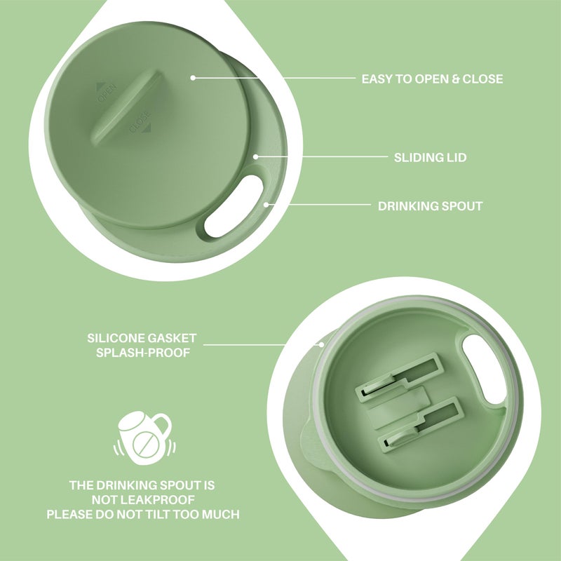 Ideus 16 oz Insulated Coffee Mug with Handle and Lid, Double Wall Stainless Steel Vacuum Thermal Coffee Mug, Travel Coffee Cup Thermal Cup for Home and Office, Avocado Green - Image 4