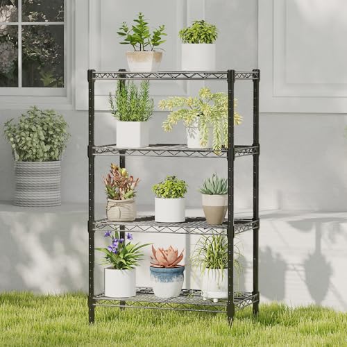 DUMOS 4-Tier Metal Wire Storage Shelves, Adjustable Standing Storage Rack Shelf, Heavy Duty Steel Shelving Unit Organizers for Kitchen Bathroom Pantry Garage, 23.3" W×13.4" D×47" H, Black - Image 5