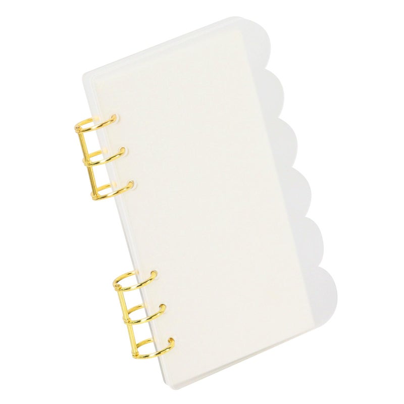 Koqye A6 Clear Acrylic 6-Ring Petals Binder Notebook Cover with Gold Round Rings, Includes 1 Pack Blank Refills for Personal Planner (Clear) - Image 1