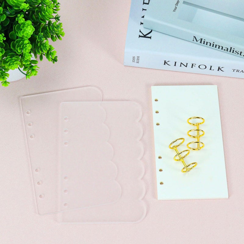 Koqye A6 Clear Acrylic 6-Ring Petals Binder Notebook Cover with Gold Round Rings, Includes 1 Pack Blank Refills for Personal Planner (Clear) - Image 2