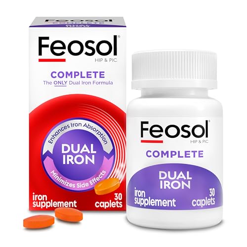 Feosol Complete Iron Supplement Caplets Bifera Iron for High Absorption Heme and NonHeme Dual Action Minimizes Side Effects 1 Per Day for Energy and Immune System Support Made in USA 30 Count