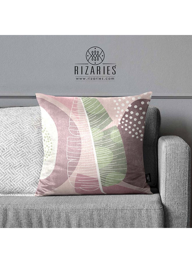 RIZARIES SuperSoft Mist Pink Leaf Abstract Throw Cushion  - Image 2