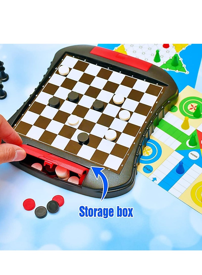 SYOSI 6-in-1 Magnetic Travel Board Game Set - Bundle Pack of 6 Classic Magnetic Games, 7.8 * 6.7 Inches Small Package with Magnet with Storage Box,Road Trip, Travel, Camping for Kids 6+ - Image 3