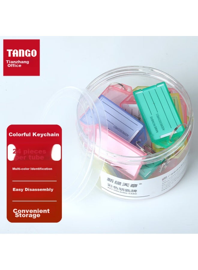Tango Key Tags, Colorful Double-sided Macaron Colors, Single Hole, 24 Pieces/tube, Four Colors, Pet Tube Packaging, Label Tags, Landlord's Large Key, Customizable Classification Labels, Easy-to Key Tags - Image 1