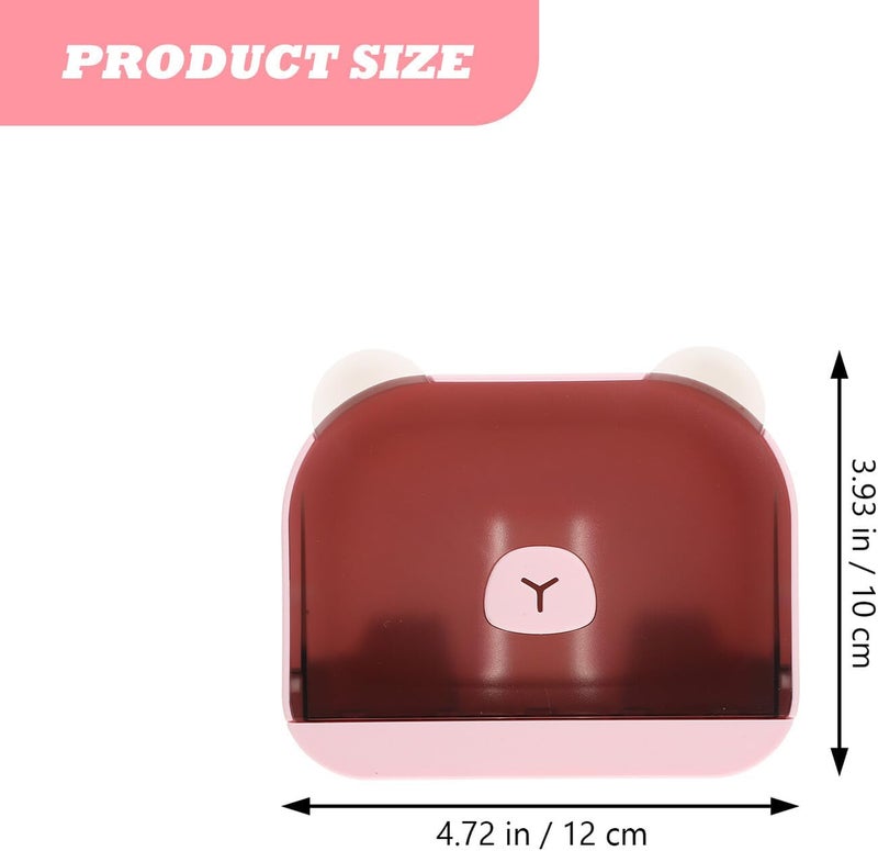 Wall-Mounted Toilet Soap Holder Set 2pcs Creative Cartoon Bear Plastic Soap Drainage Box with Non-Punching Adhesive Bathroom Dish for Shower Wall Storage Blue and Pink - Image 2